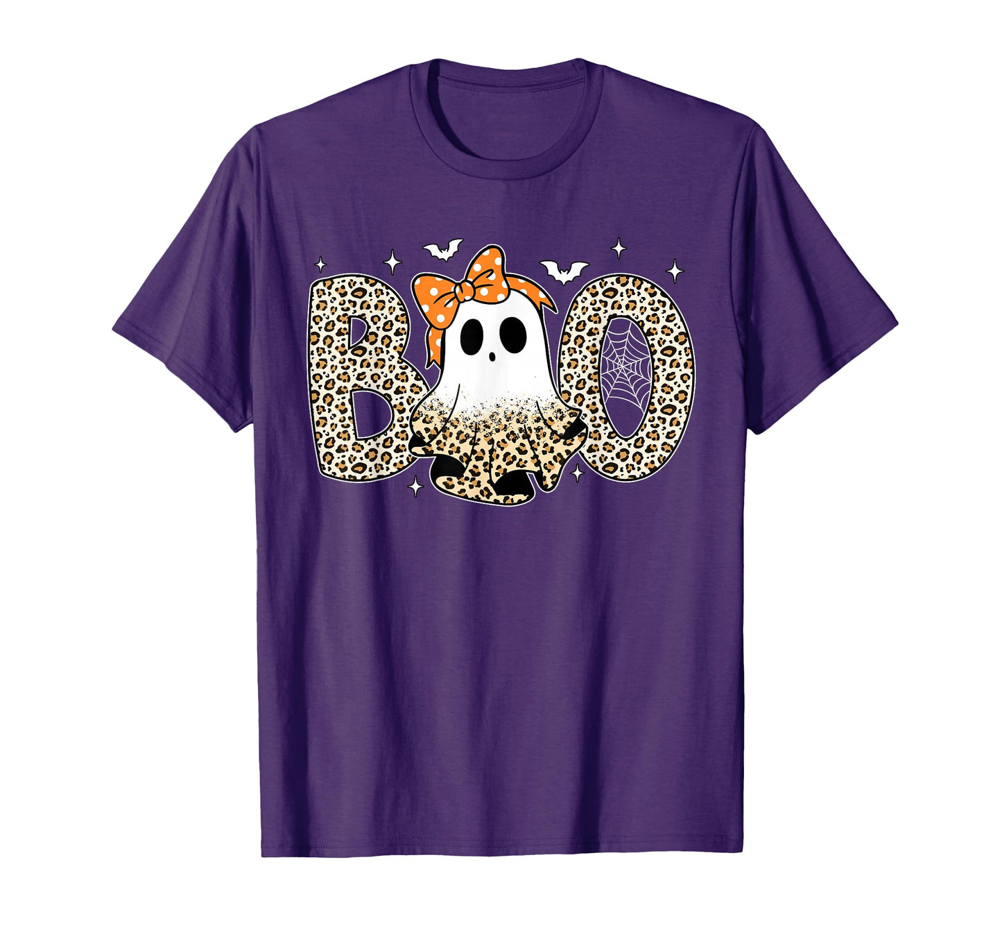 Preppy Coquette Bow Leopard Boo Ghost Halloween Women Kids T-Shirt