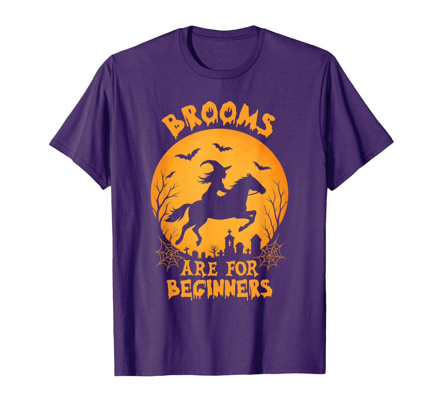 Brooms are for Beginners Halloween Funny Witch Horse Riding T-Shirt