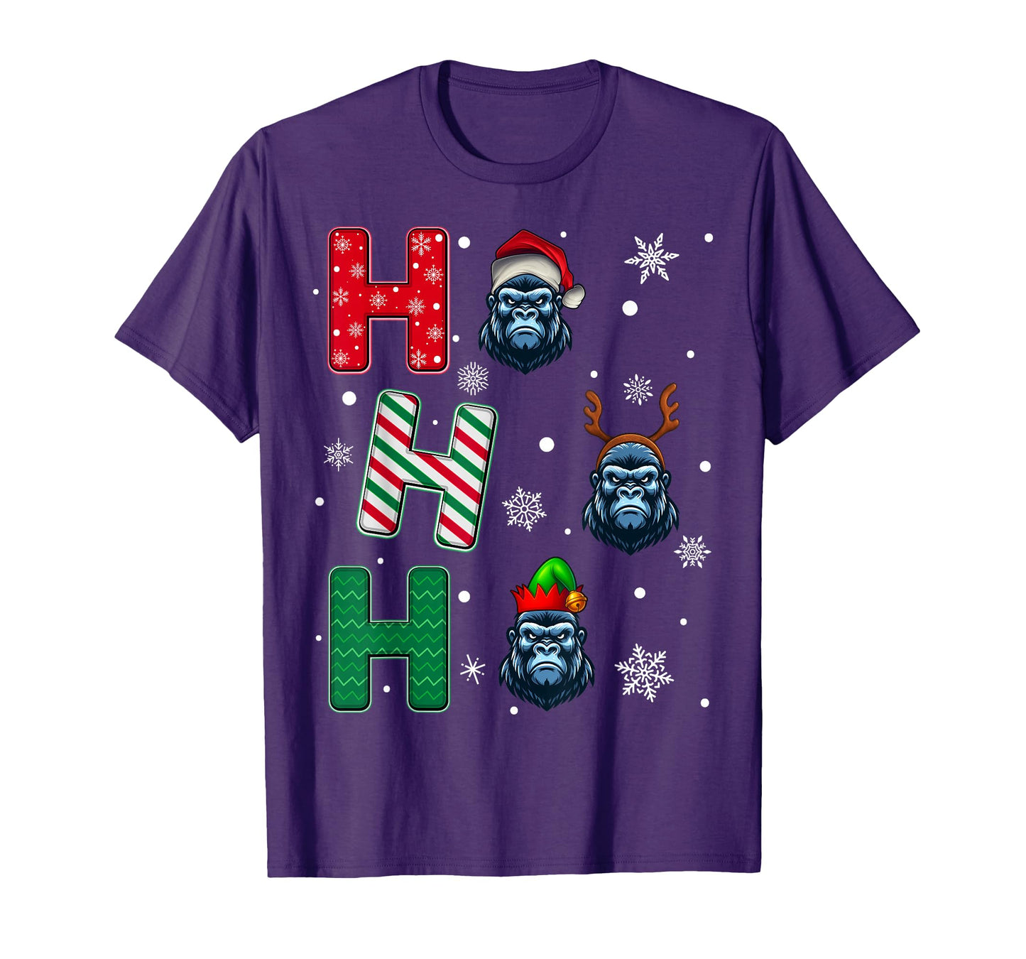 Ho Ho Ho Gorilla Animal Matching Santa Elf Xmas T-Shirt