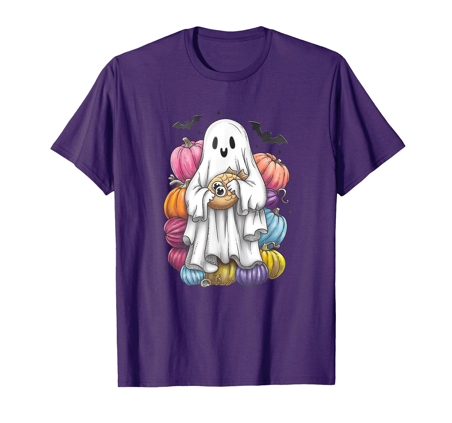 Funny Fish Boo Cute Halloween Fish Witch Ghost Pumpkin T-Shirt