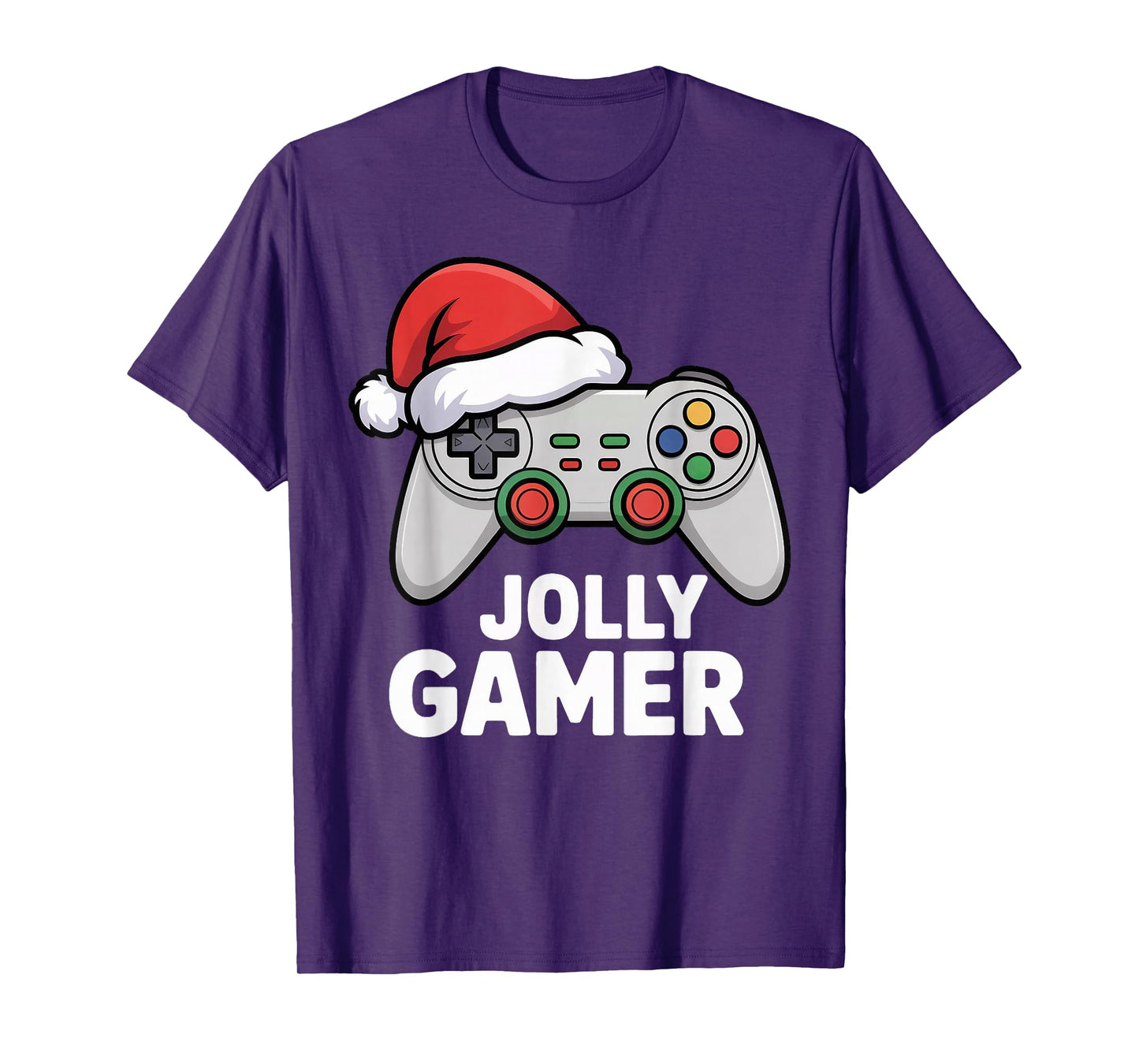 Jolly Gamer Controller with Santa Hat Christmas Video Game T-Shirt