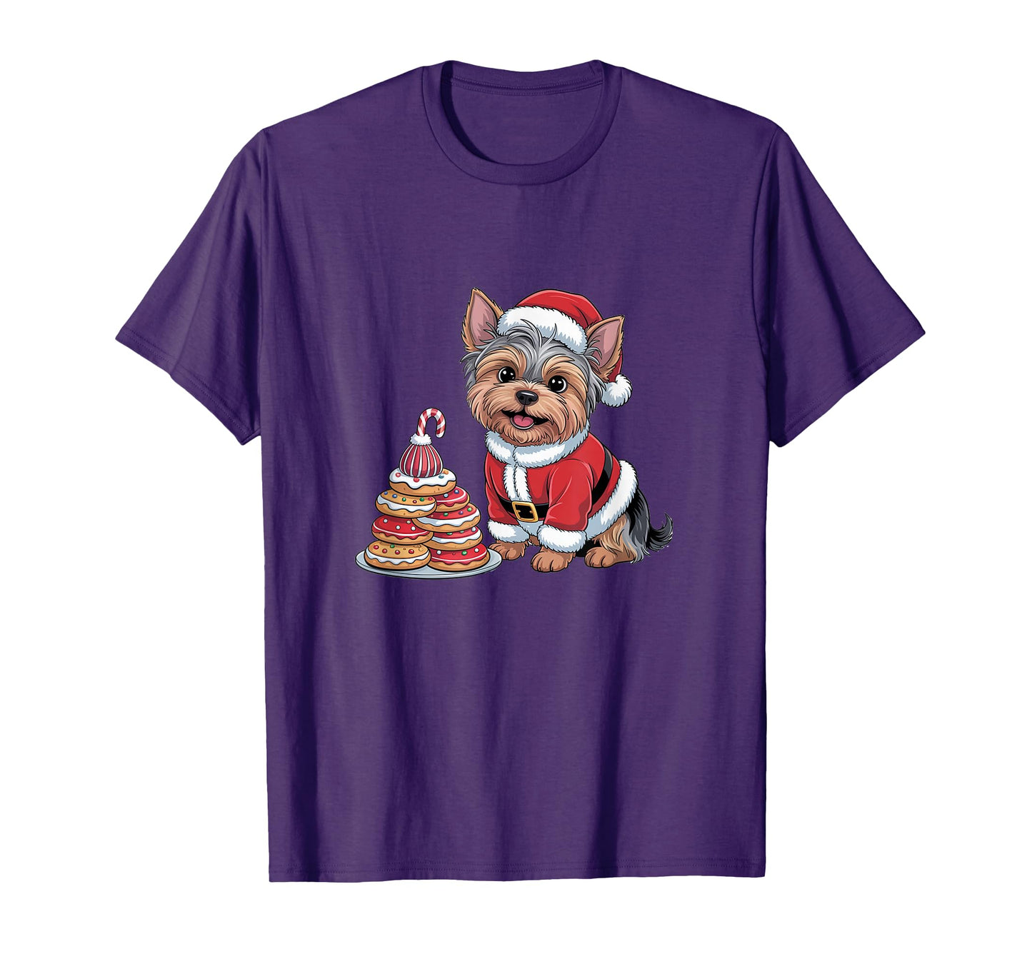 Yorkshire Terrier Funny Christmas Dog Lover Cute Santa Humor T-Shirt
