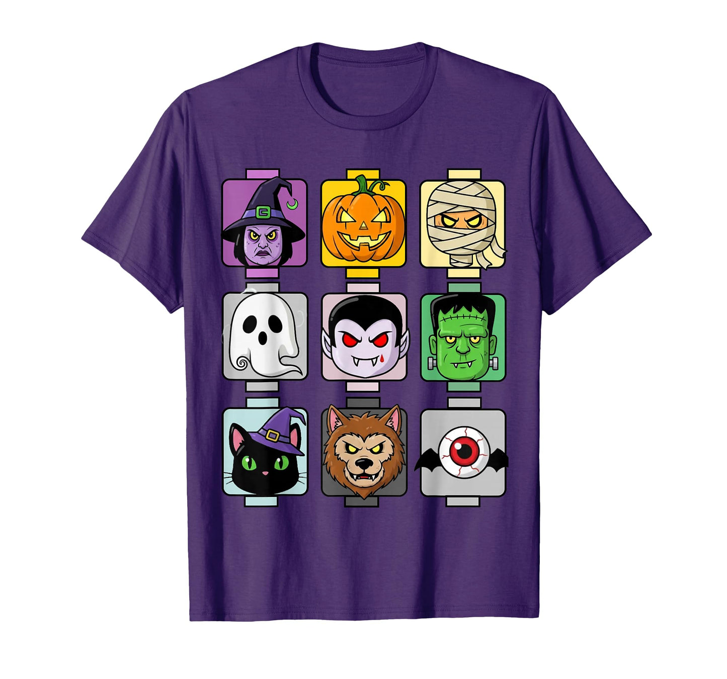 Halloween Building Brick Head Pumpkin Ghost Zombie Funny T-Shirt