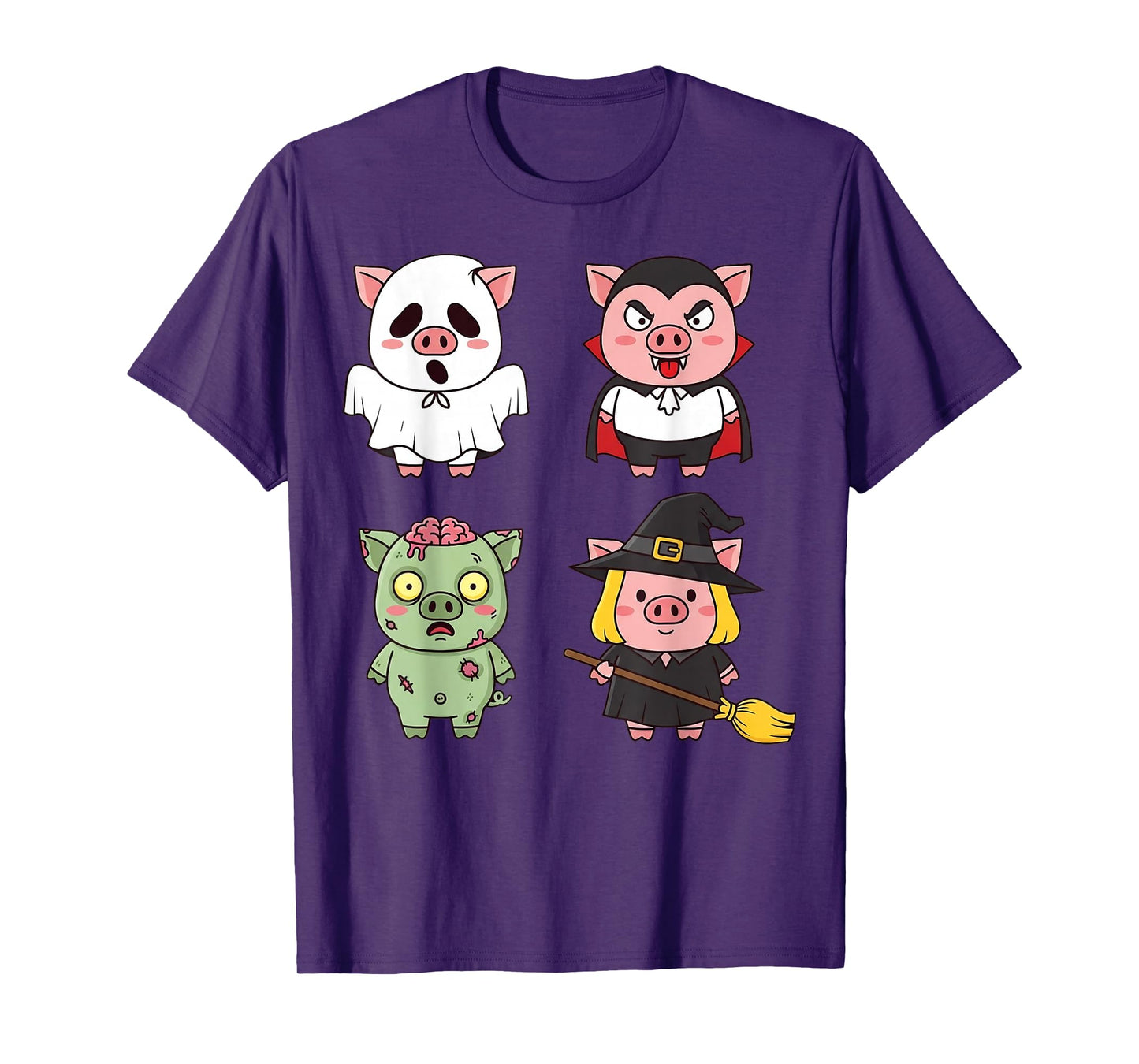 Pig Spooky Witch Boo Zombie Cute Halloween Boys & Girls T-Shirt