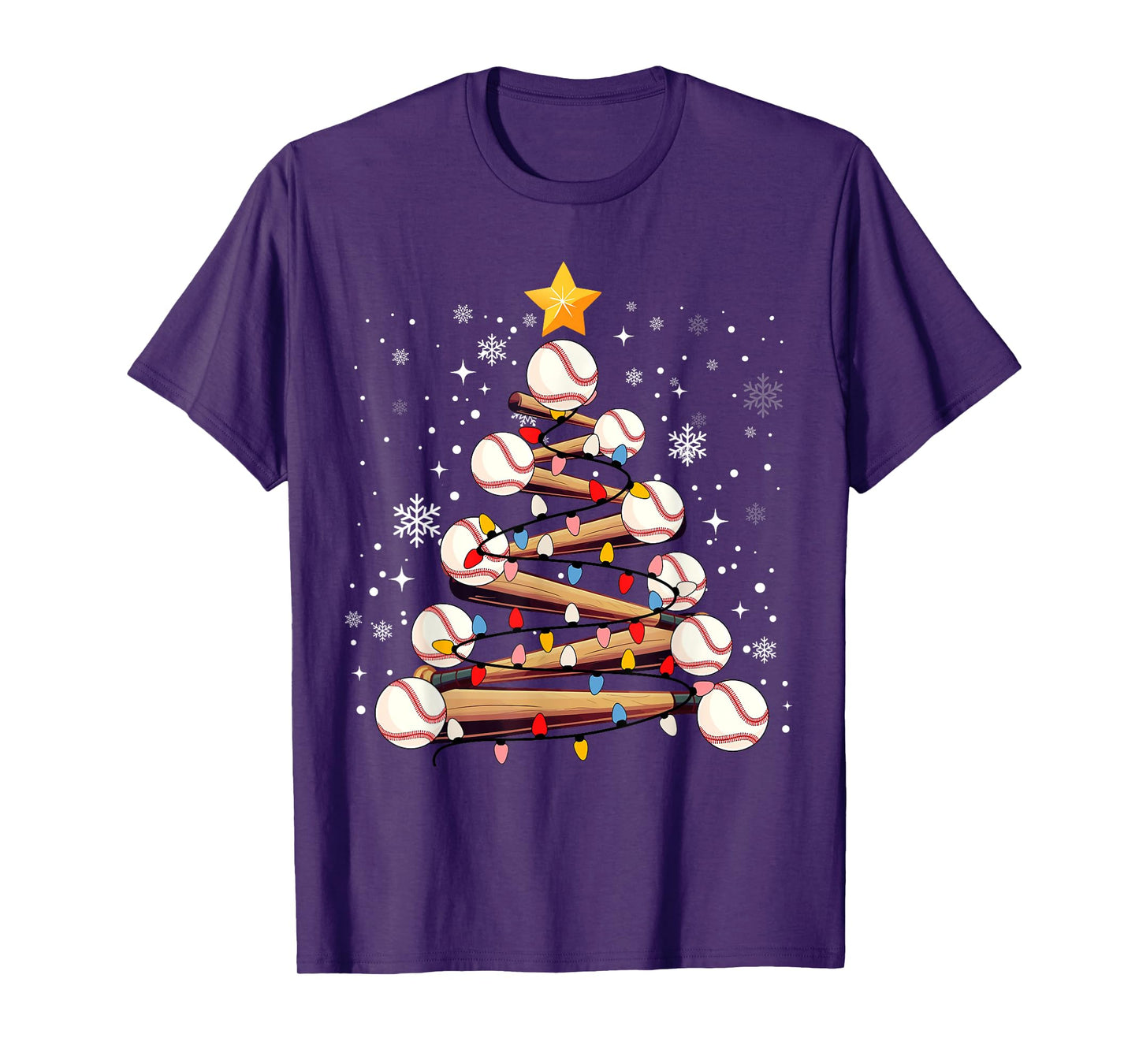 Baseball Christmas Tree Light Xmas Baseball Boys Kids T-Shirt