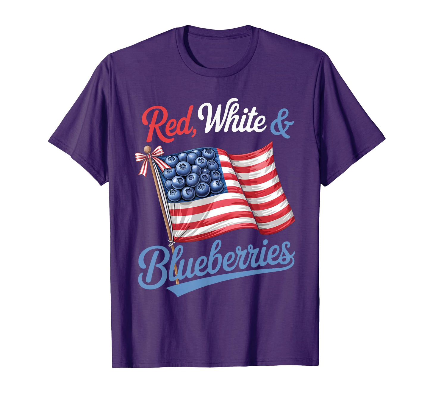 Red White & Blueberries Coquette Flag Bow T-Shirt