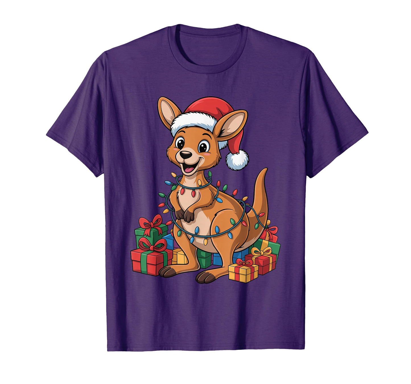 Kangaroo Santa Hat Christmas Design Funny Wild Animal Lovers T-Shirt
