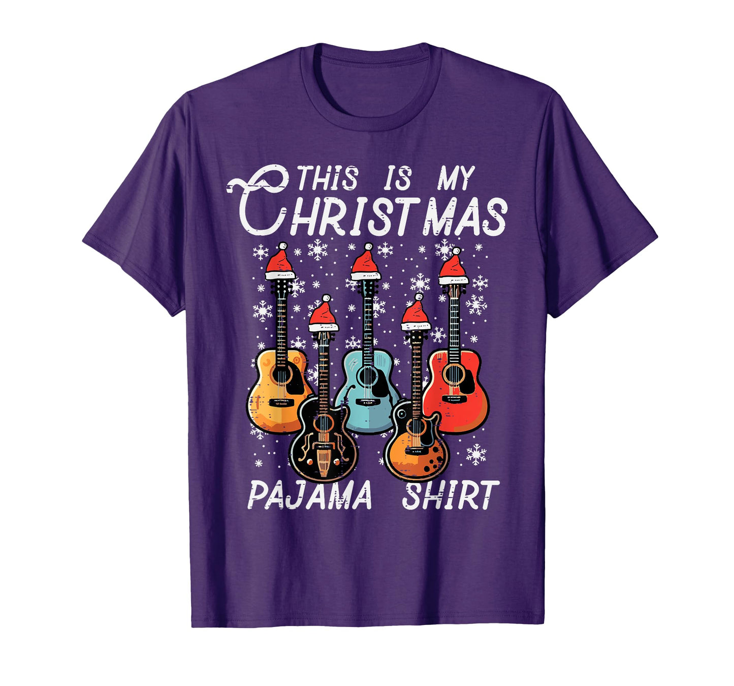 My Christmas Pajama Shirt Guitars Xmas Rock Men Boys Kids T-Shirt
