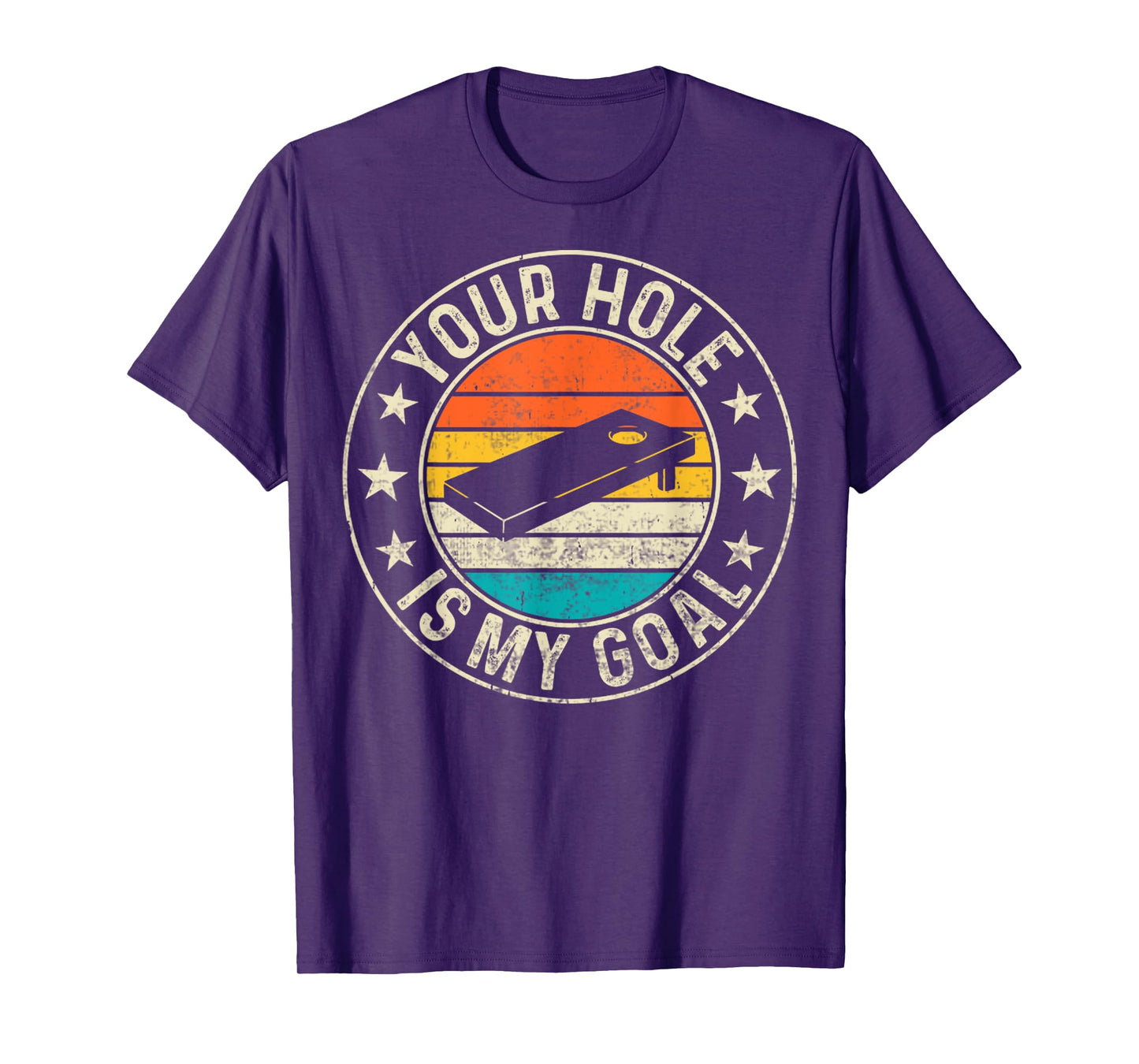 Cornhole Player Retro Your Hole Is My Goal Cornhole Player T-Shirt