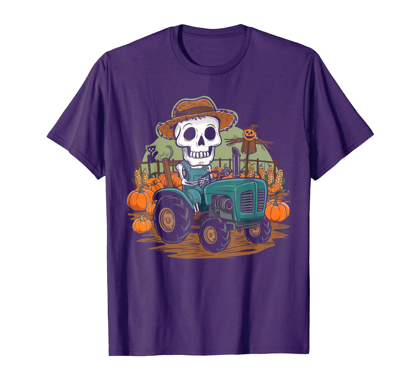 Halloween Farmer Shirt Spooky Tractor Farm Skeleton Farming T-Shirt