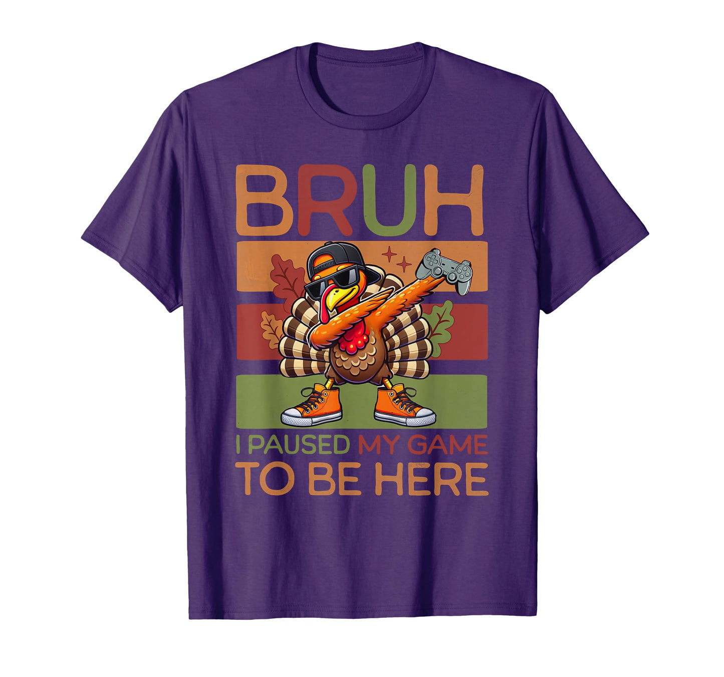 Bruh I Paused My Game To Be Here Thanksgiving Kid Boys Gamer T-Shirt