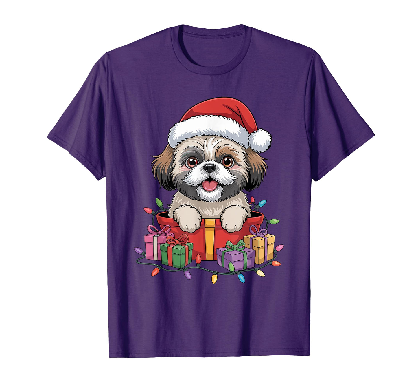 Cute Shih Tzu Christmas Xmas Design Funny Dog Lover Holiday T-Shirt