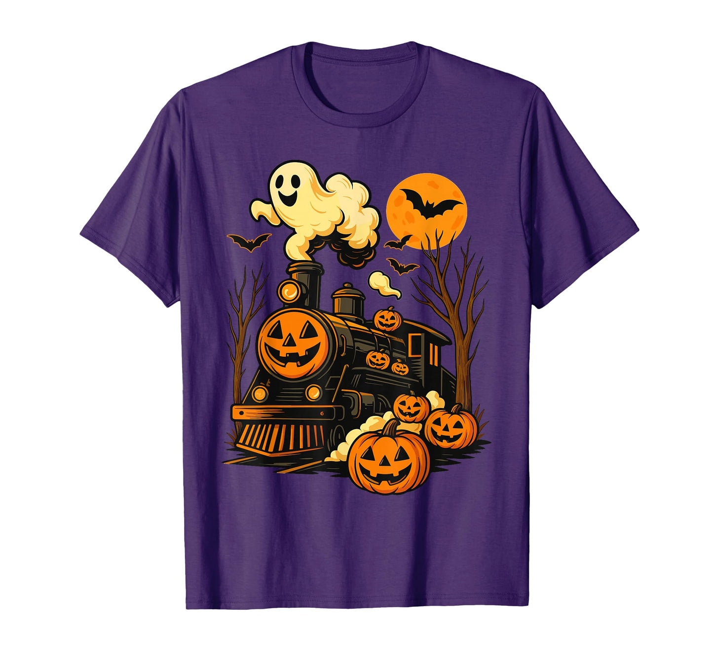 Vintage Halloween Train Pumpkin Railroad Trains Lover T-Shirt