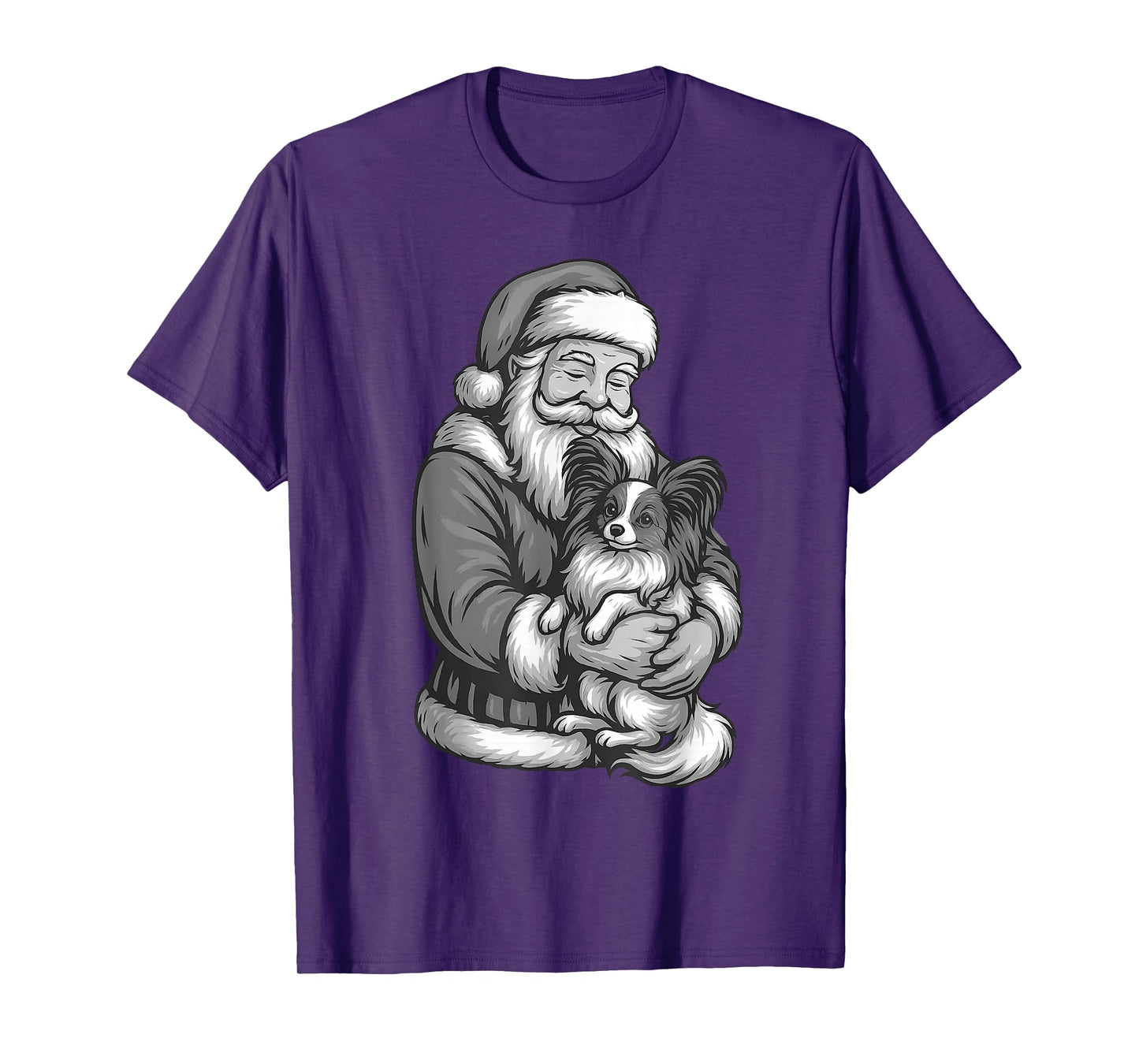 Papillon Dog Santa Claus Christmas Dog Lover T-Shirt