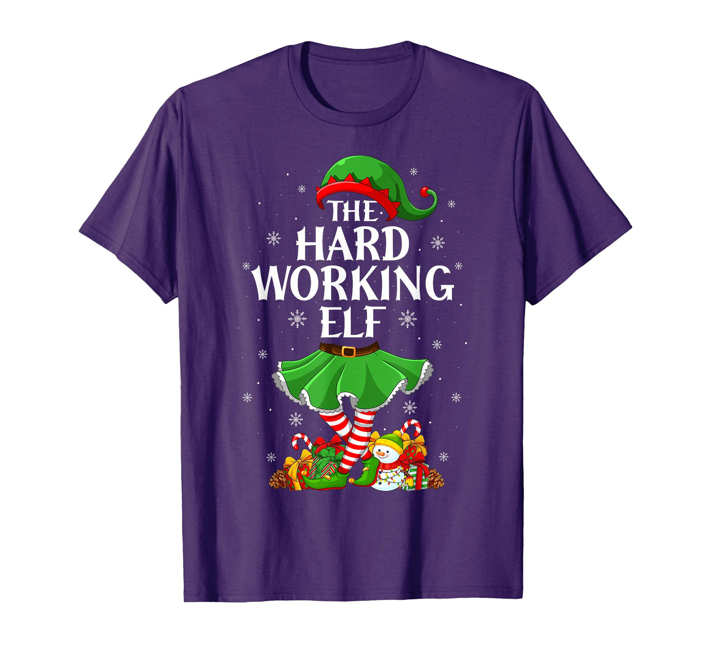 Hard Working Elf Christmas Family Elf Squad Xmas Girls Women T-Shirt