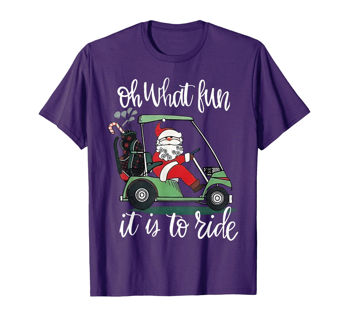 Santa Golf Cart Oh What Fun Christmas Golfer Golfing Xmas T-Shirt