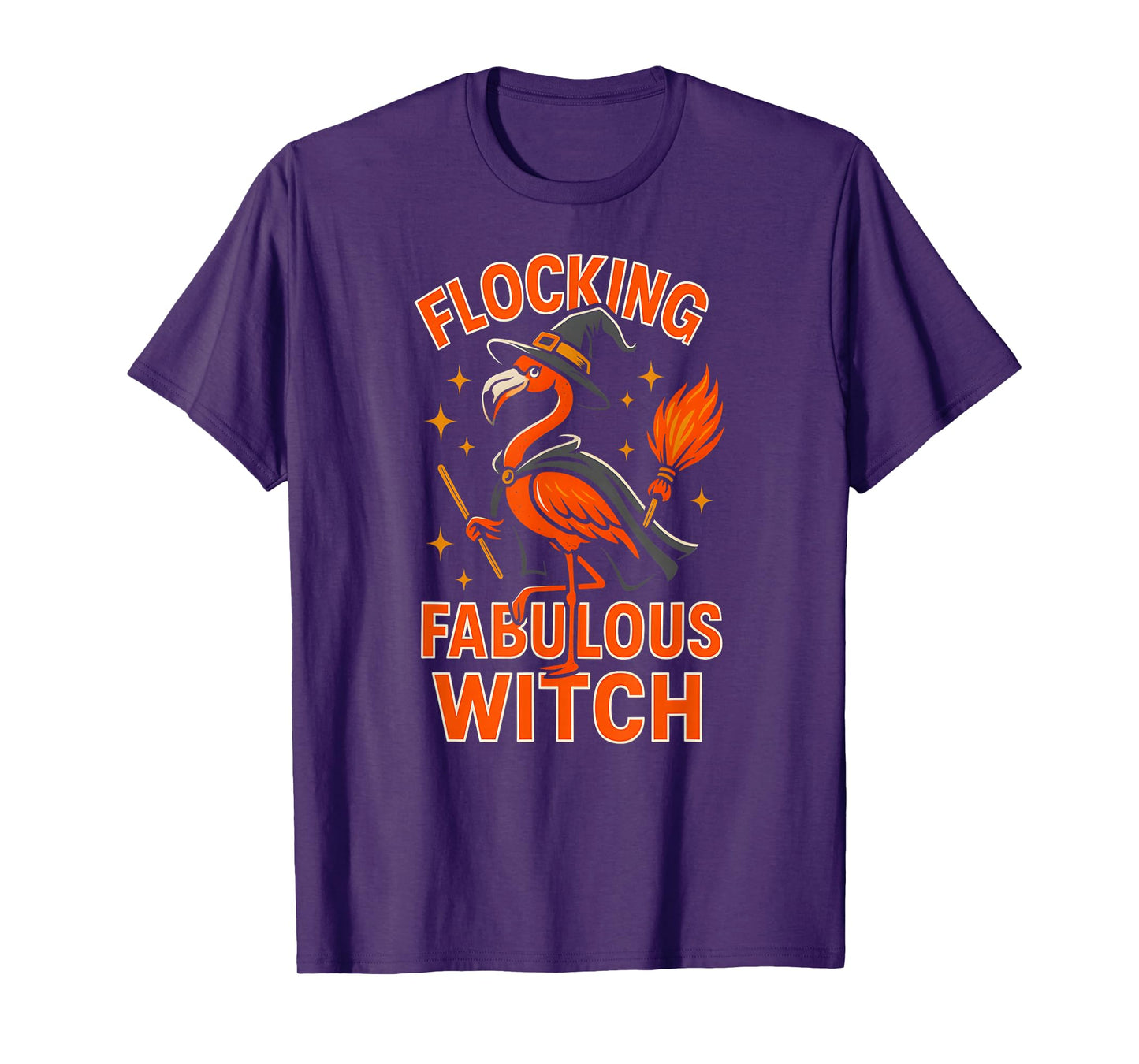 Flocking Fabulous Witch Flamingo Halloween Women's Spooky T-Shirt