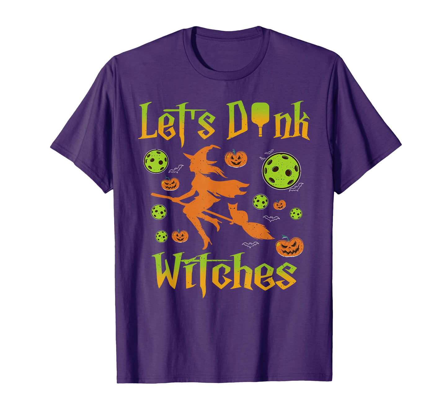 Vintage Lets Dink Witches Pickleball Halloween Season Women T-Shirt