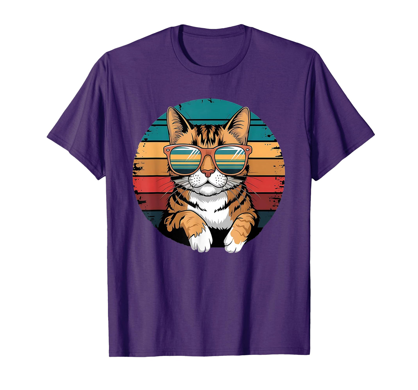 Vintage Style Orange Tabby Cat Friendly Wearing Sunglasses. T-Shirt for Men Women Kids