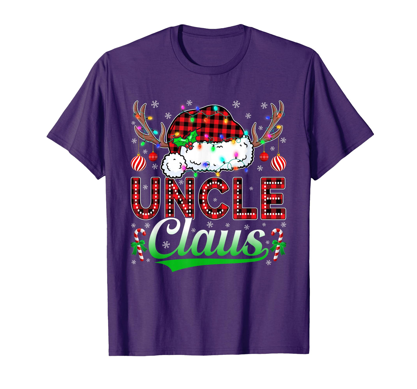 Uncle Claus Christmas Lights Matching Family Xmas Pajama T-Shirt