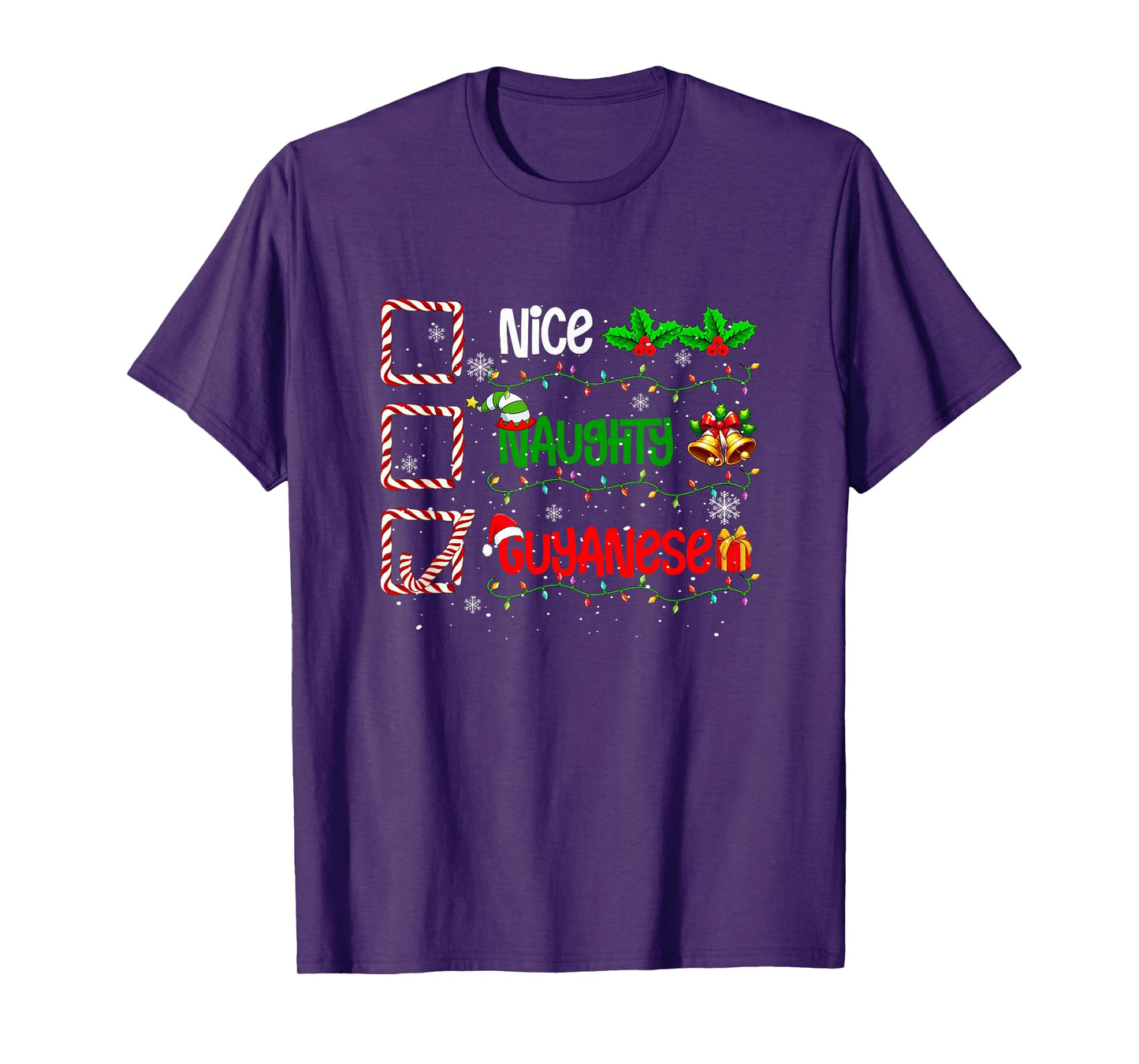 Nice Naughty Guyanese Christmas Colorful Costume Family T-Shirt