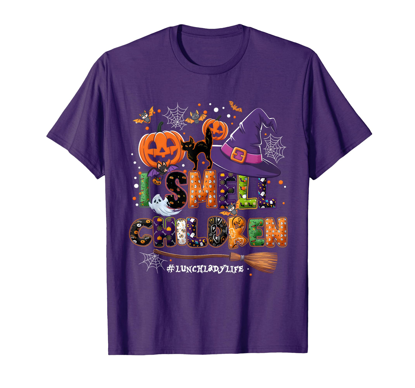 I Sme ll Children Halloween Witch Hat Pumpkin Black Cat Bats T-Shirt