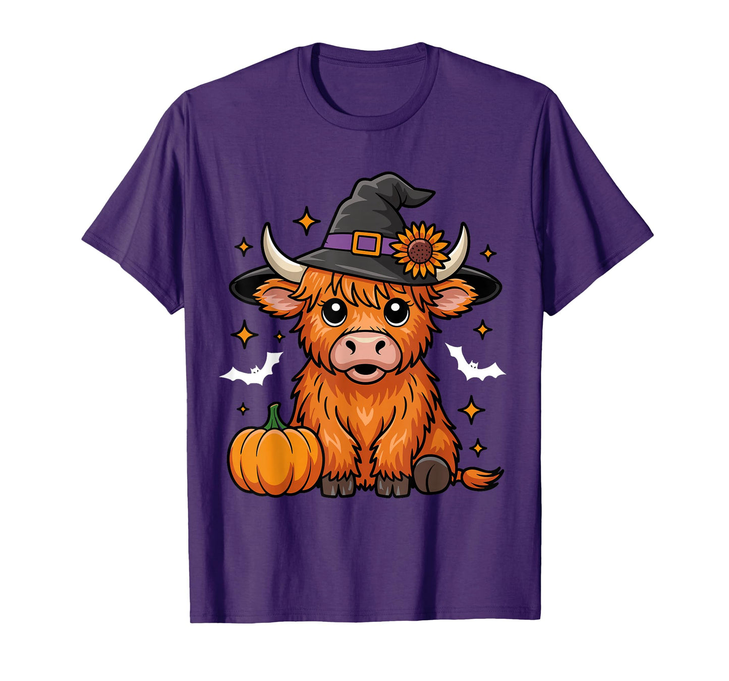 Halloween Highland Cow Witchy Cow Spooky Pumpkin Hello Fall T-Shirt