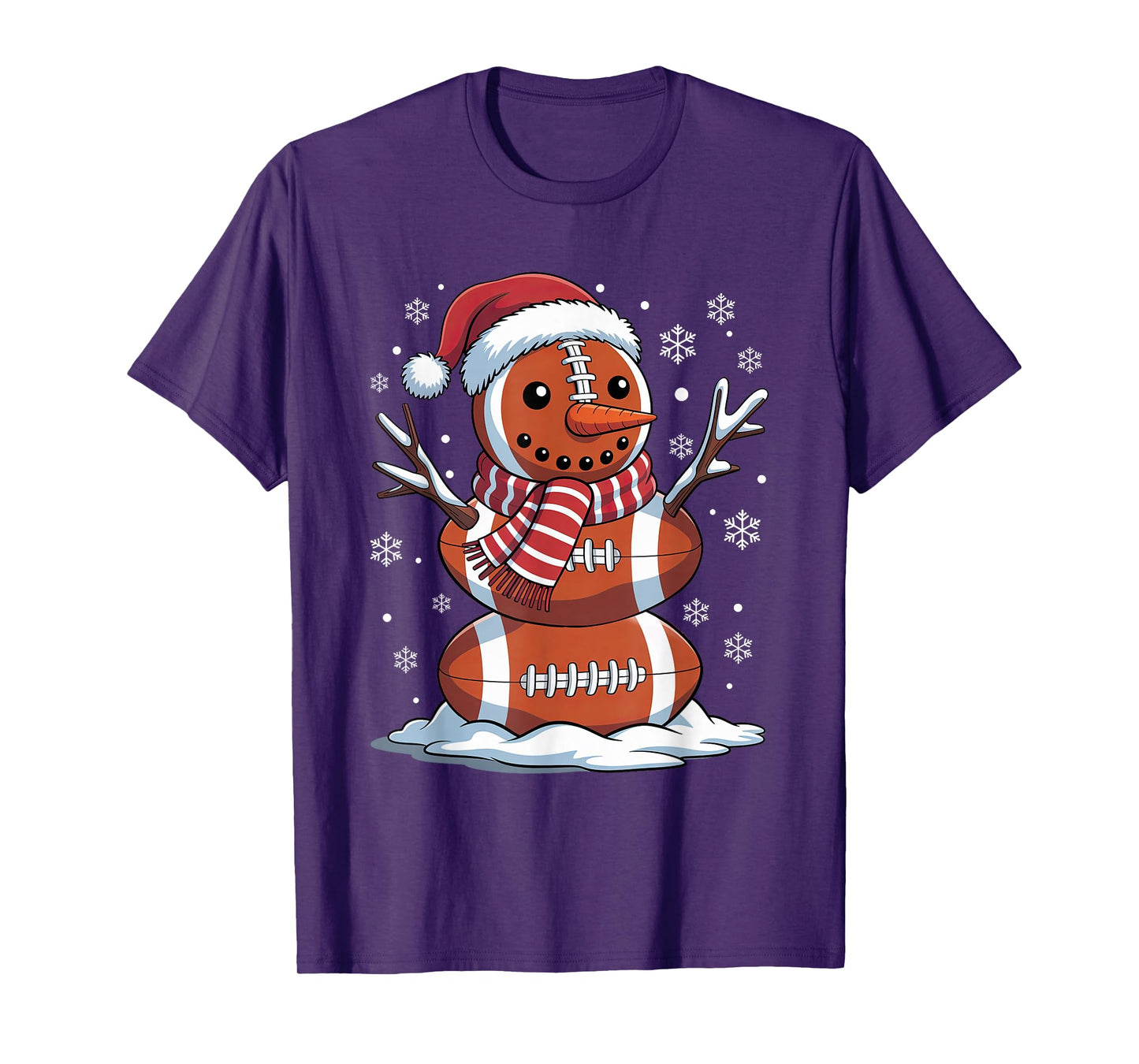 Cute Football Snowman Rugby Christmas Pajamas Women Men Kids T-Shirt