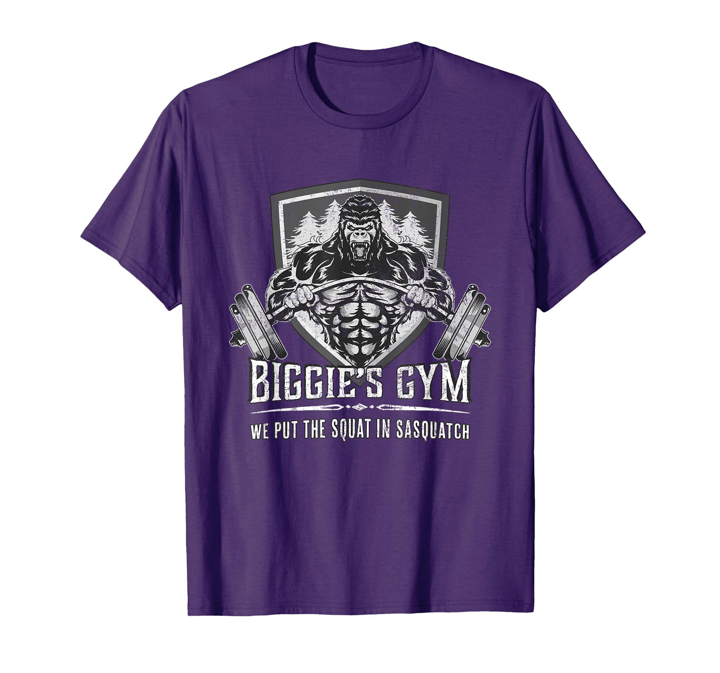 Workout Shirt - Biggie's Gym Puts Squat in Sasquatch T-Shirt