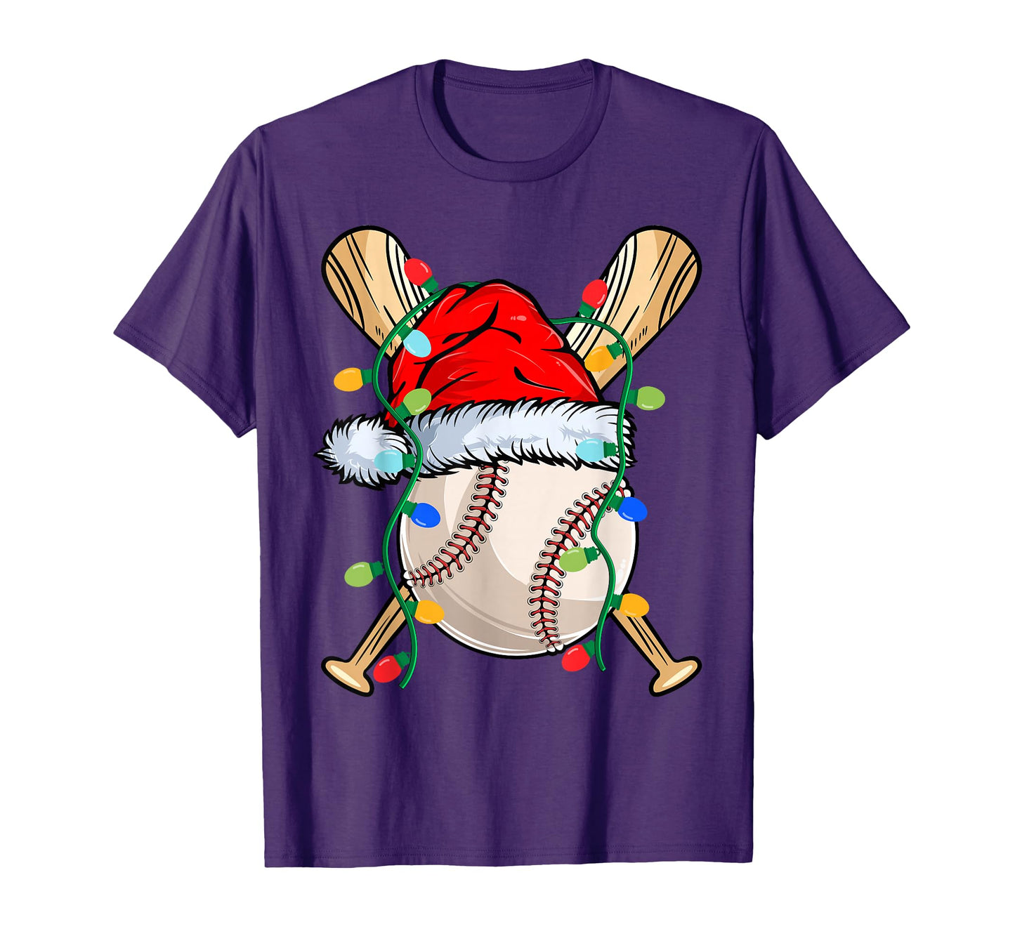 Baseball Christmas Lights Santa Baseball Sports Player Xmas T-Shirt