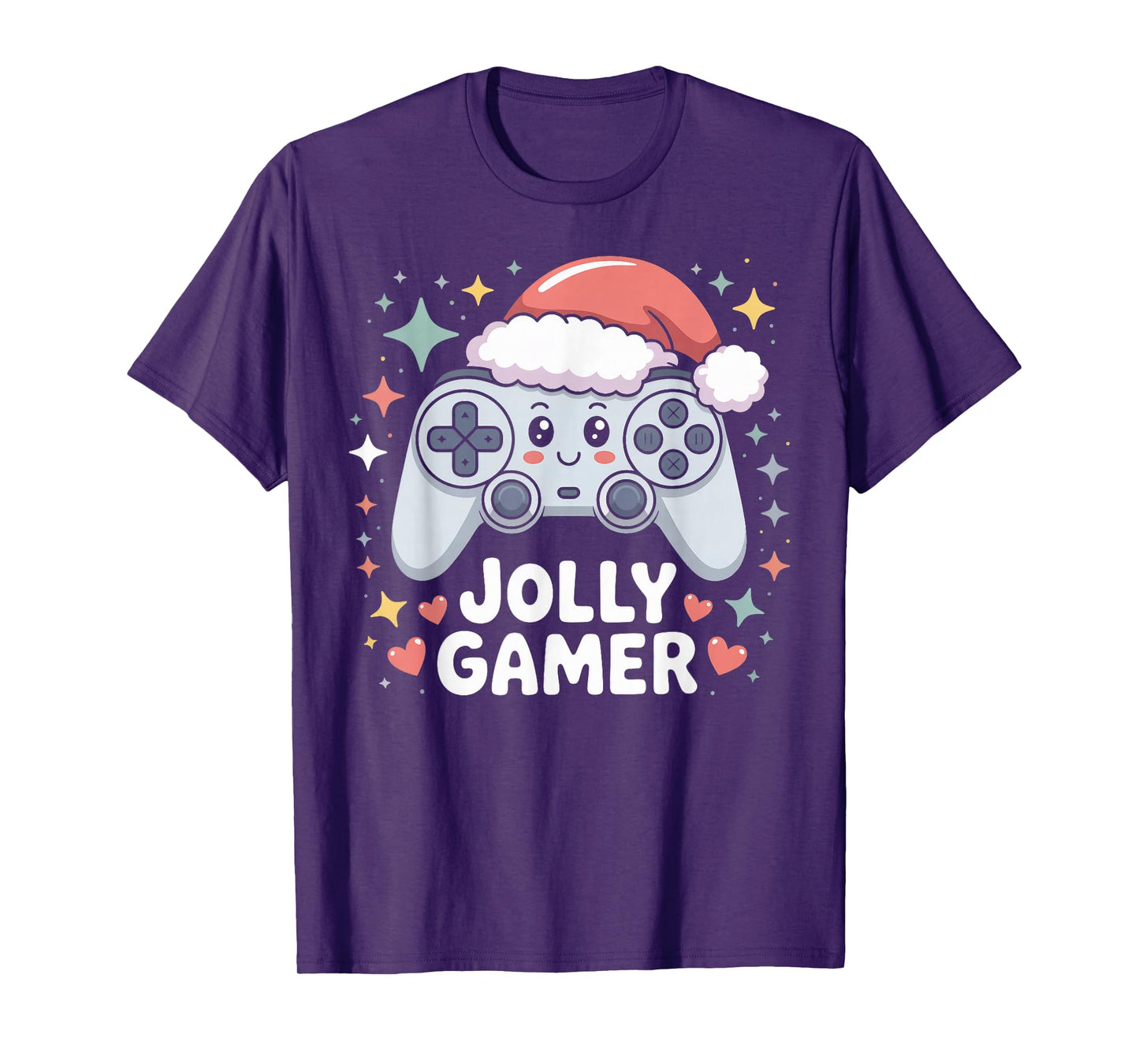 Jolly Gamer Controller with Santa Hat Christmas Video Game T-Shirt