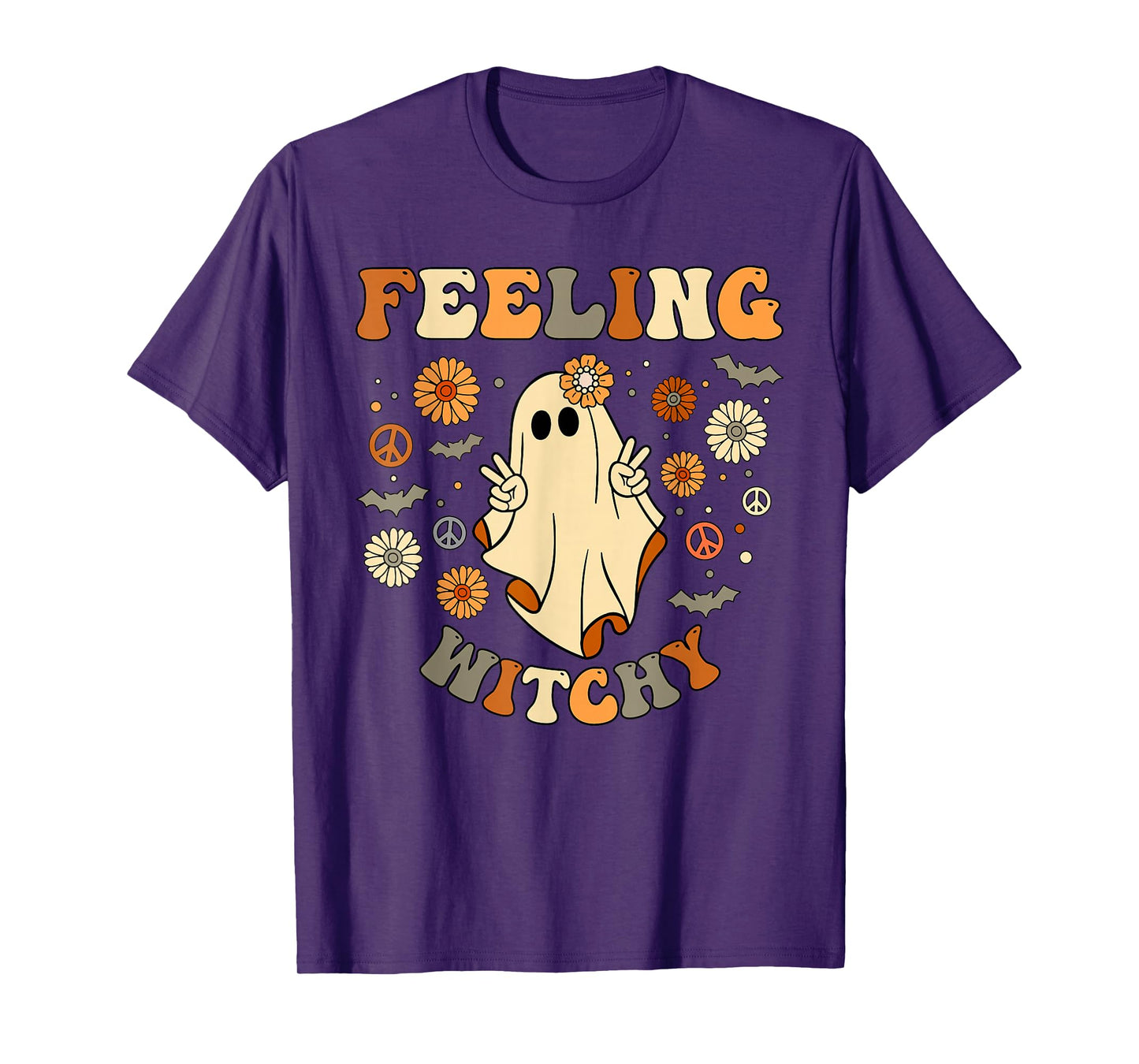 Feeling Witchy Groovy Ghost Halloween T-Shirt