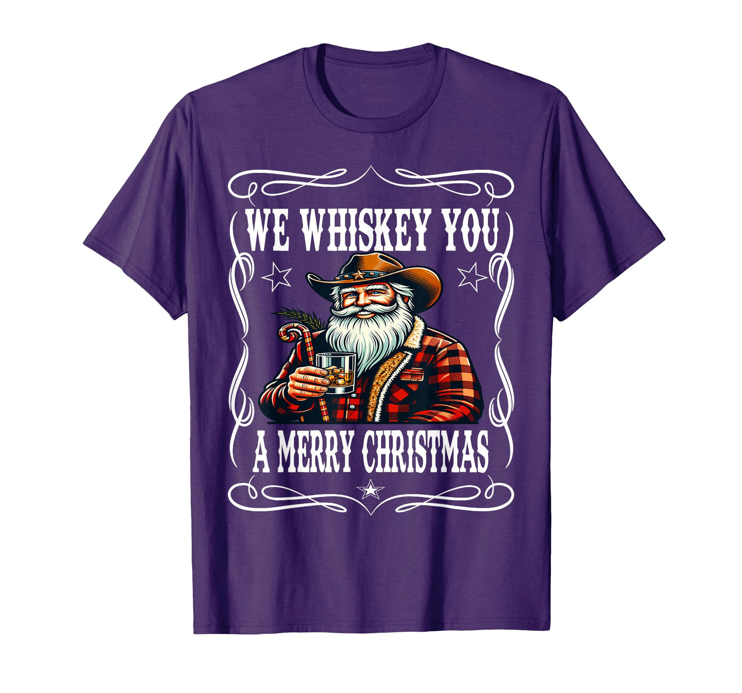 We Whiskey You A Merry Christmas Cowboy Santa T-Shirt