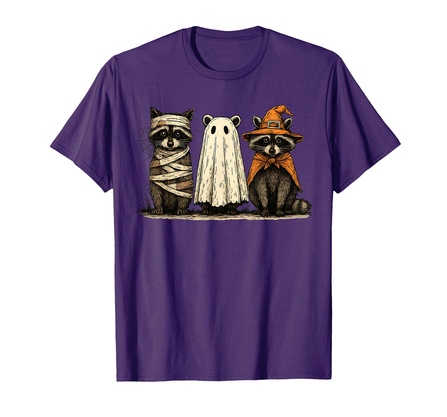Cute Halloween Raccoon Ghost Witch Costume T-Shirt