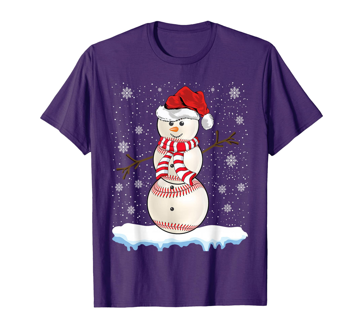 Baseball Snowman Costume Funny Baseball Player Christmas T-Shirt