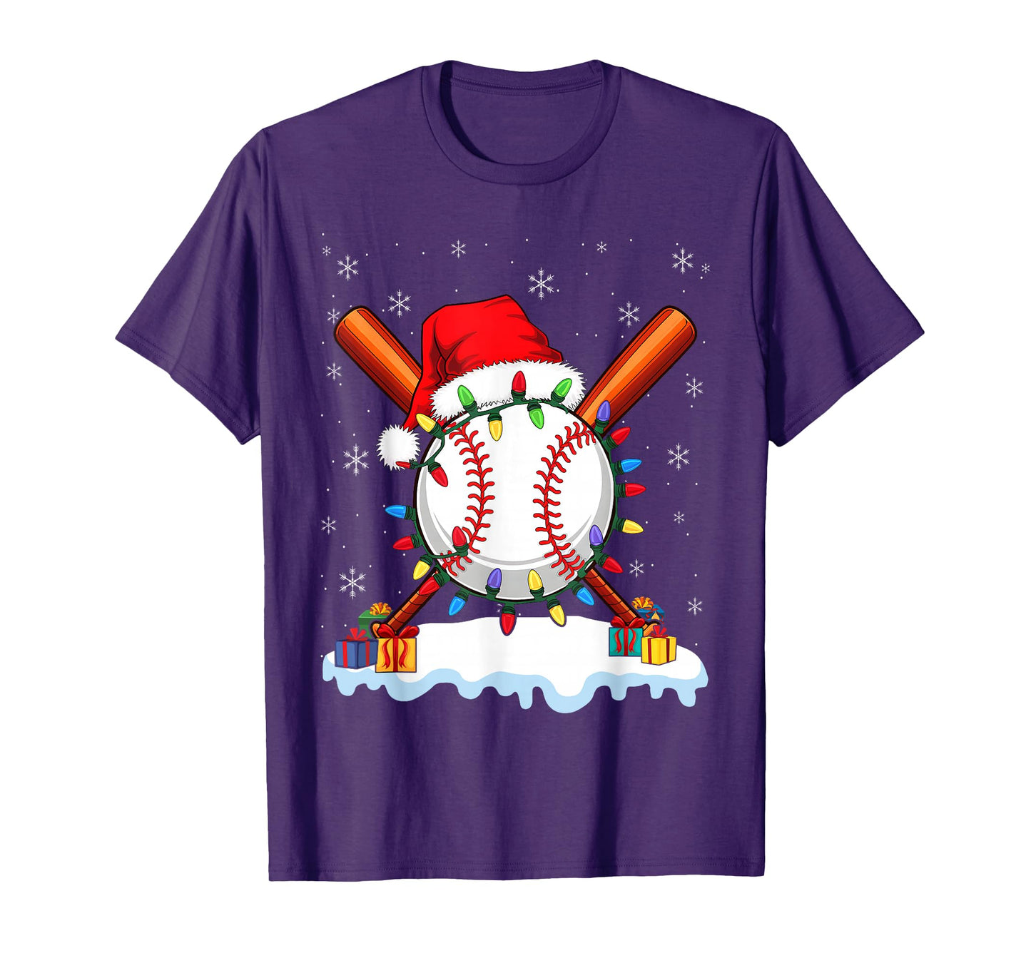 Christmas Baseball Ball with Santa Hat Xmas Sports Costume T-Shirt
