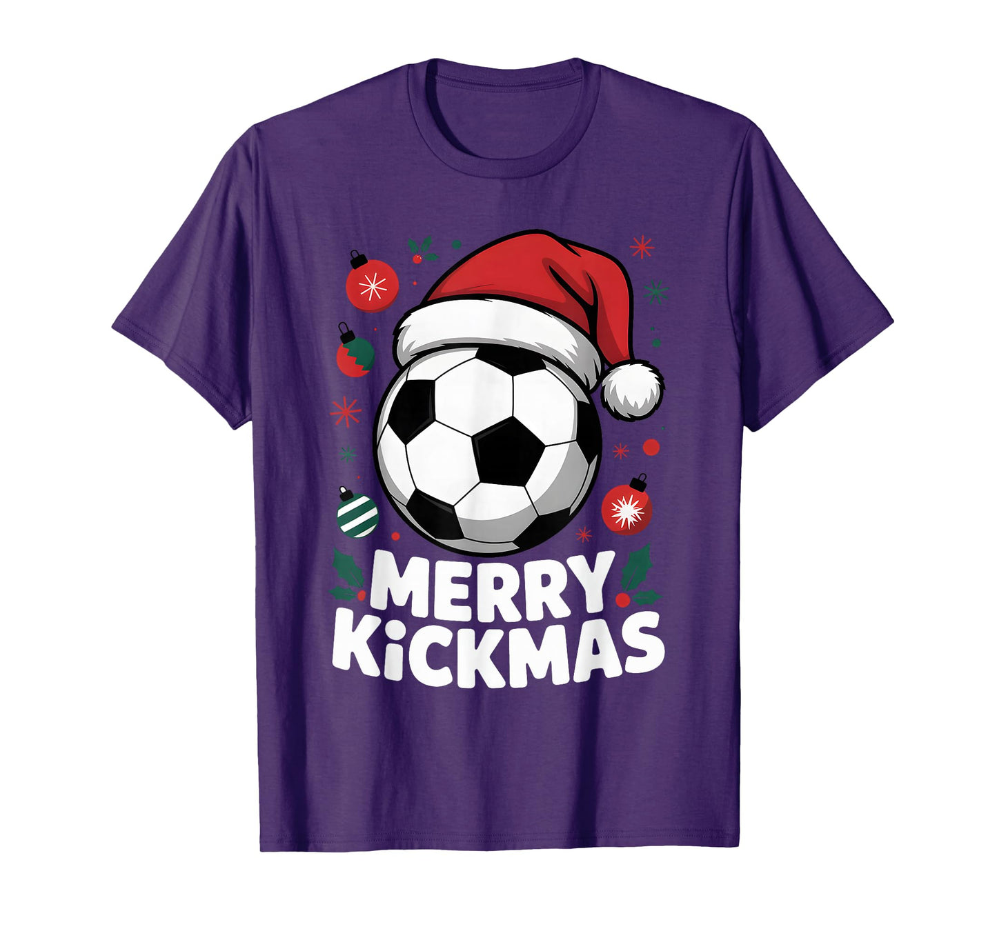 Merry Kickmas Christmas Santa Soccer Ball Graphic Kids Boys T-Shirt