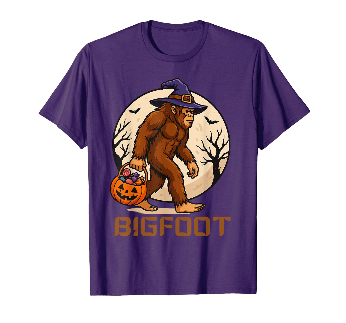Funny Bigfoot Halloween Witch Hat Pumpkin Candy Costume T-Shirt