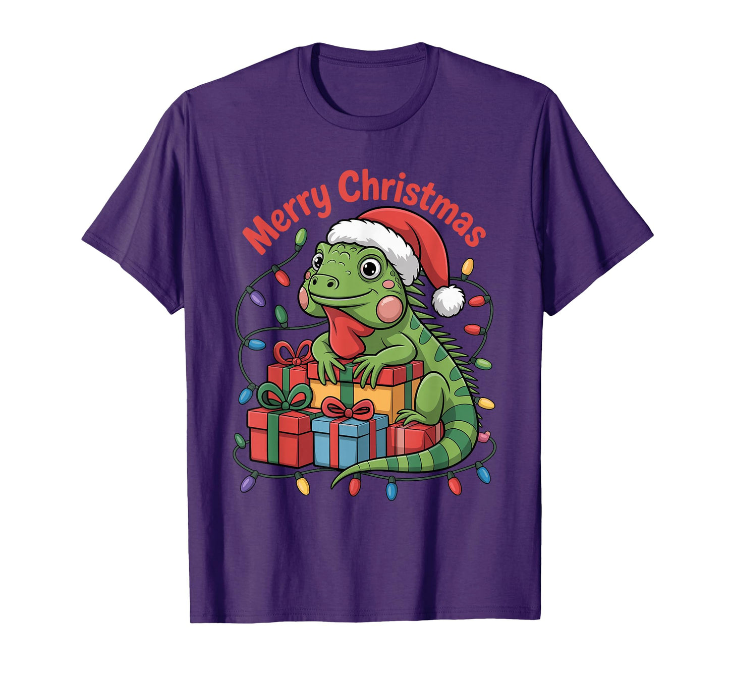 Iguana Santa Hat Christmas Design Funny Animal Lover Holiday T-Shirt