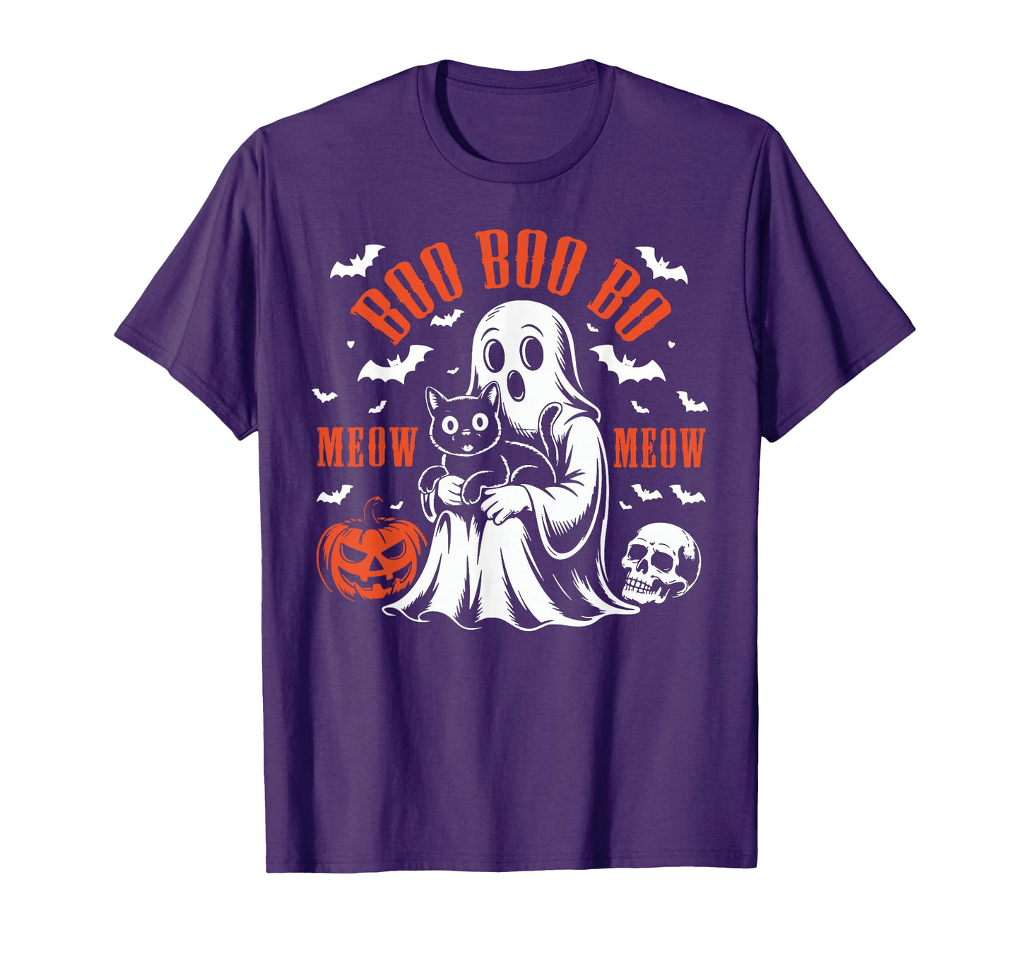 Meow Black Cat Halloween Costume Skeleton Fur Dad Pet Mom T-Shirt