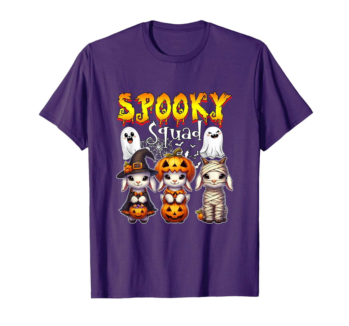 Spooky Halloween Squad Three Cute Goats Cosplay Witch T-Shirt