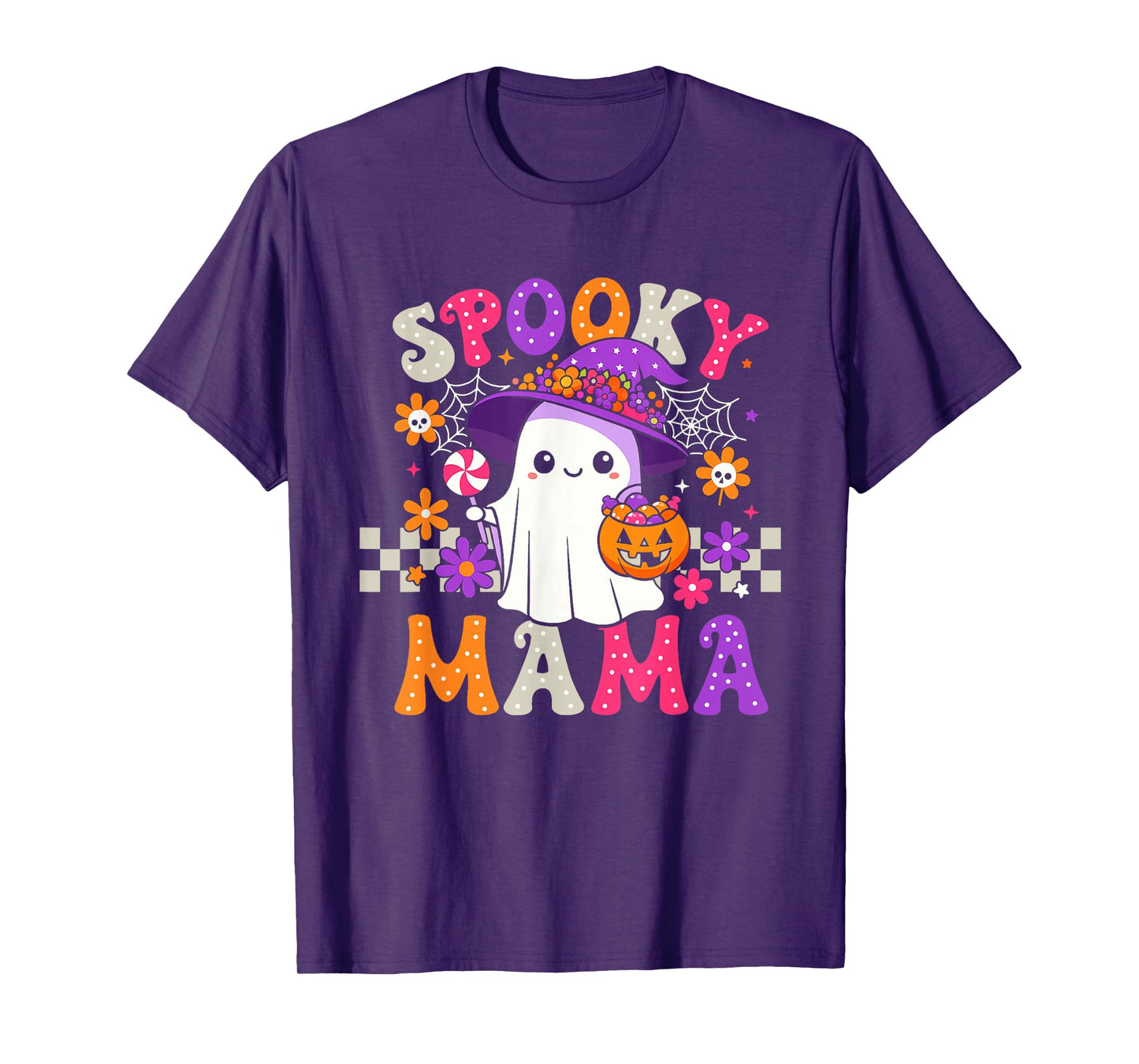 Spooky Mama Cute Ghost Halloween Mom Women T-Shirt