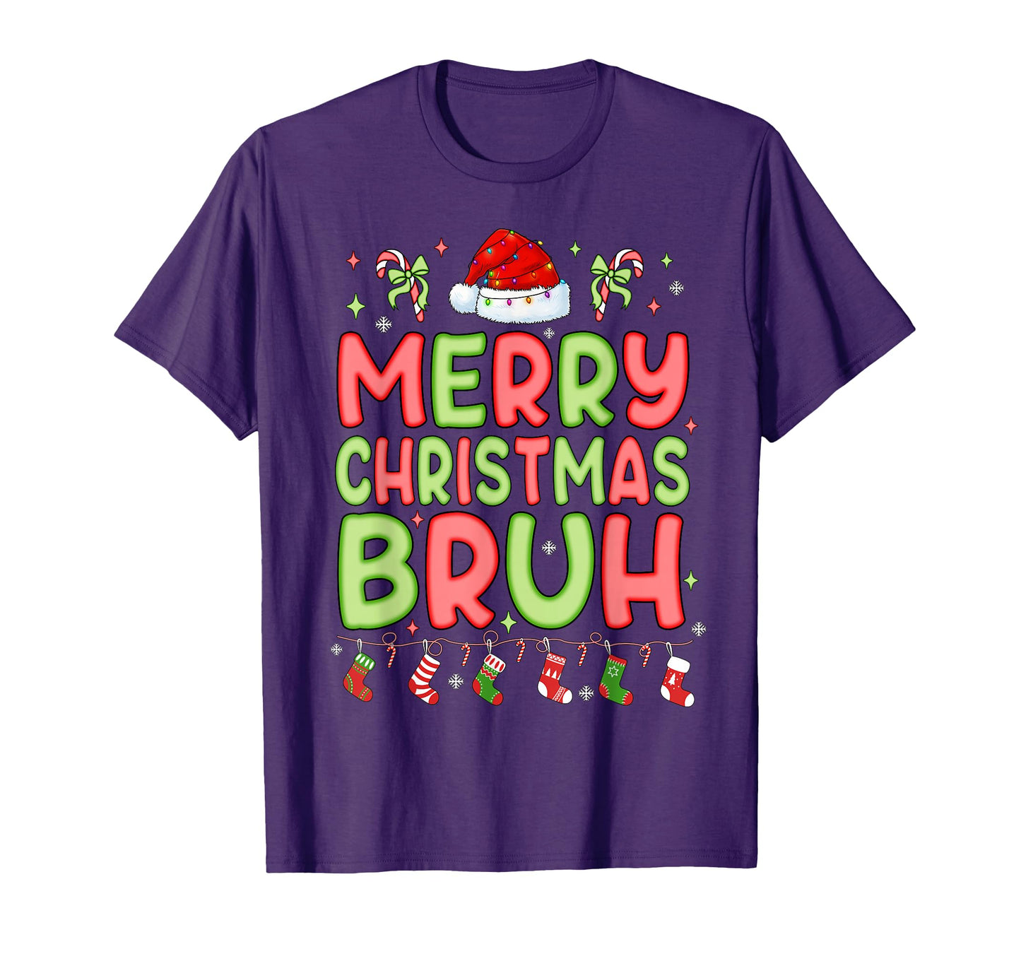 Merry Christmas Bruh Funny Matching Family Men Women Kids T-Shirt