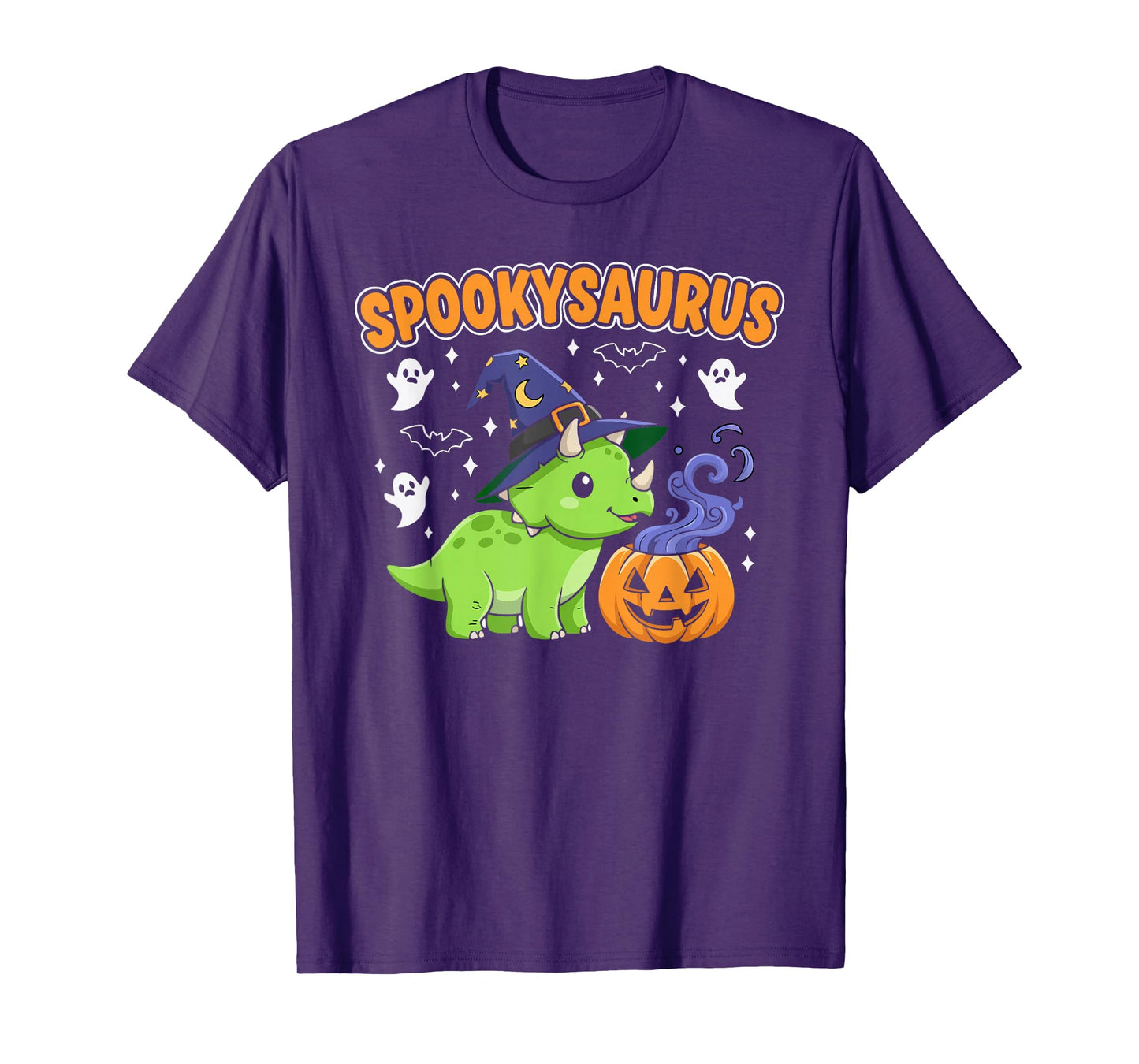 Spookysaurus Triceratops Halloween Witch Hat Costume T-Shirt