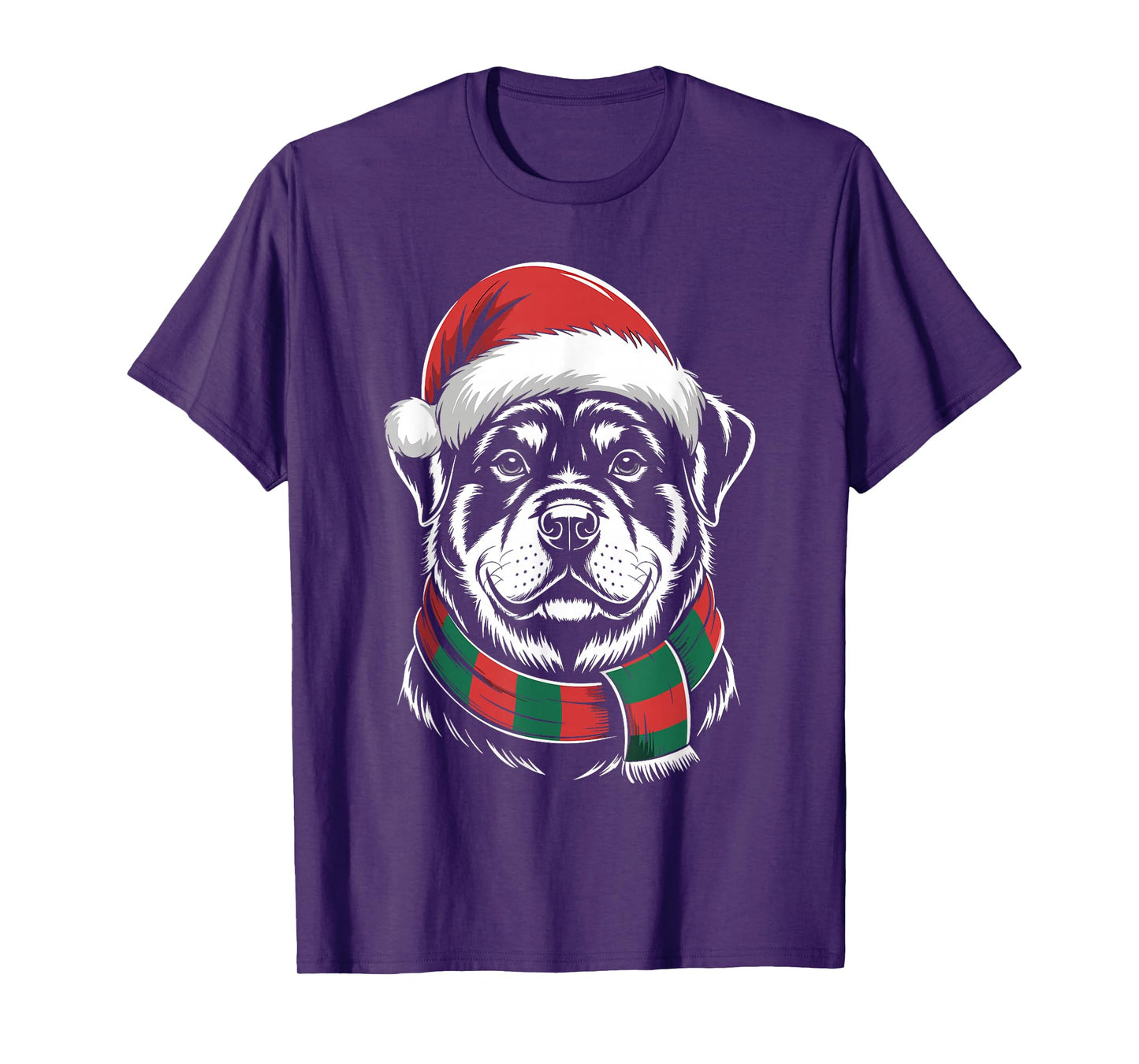 Rottweiler Dog Xmas Santa Hat Scarf Christmas Costume T-Shirt
