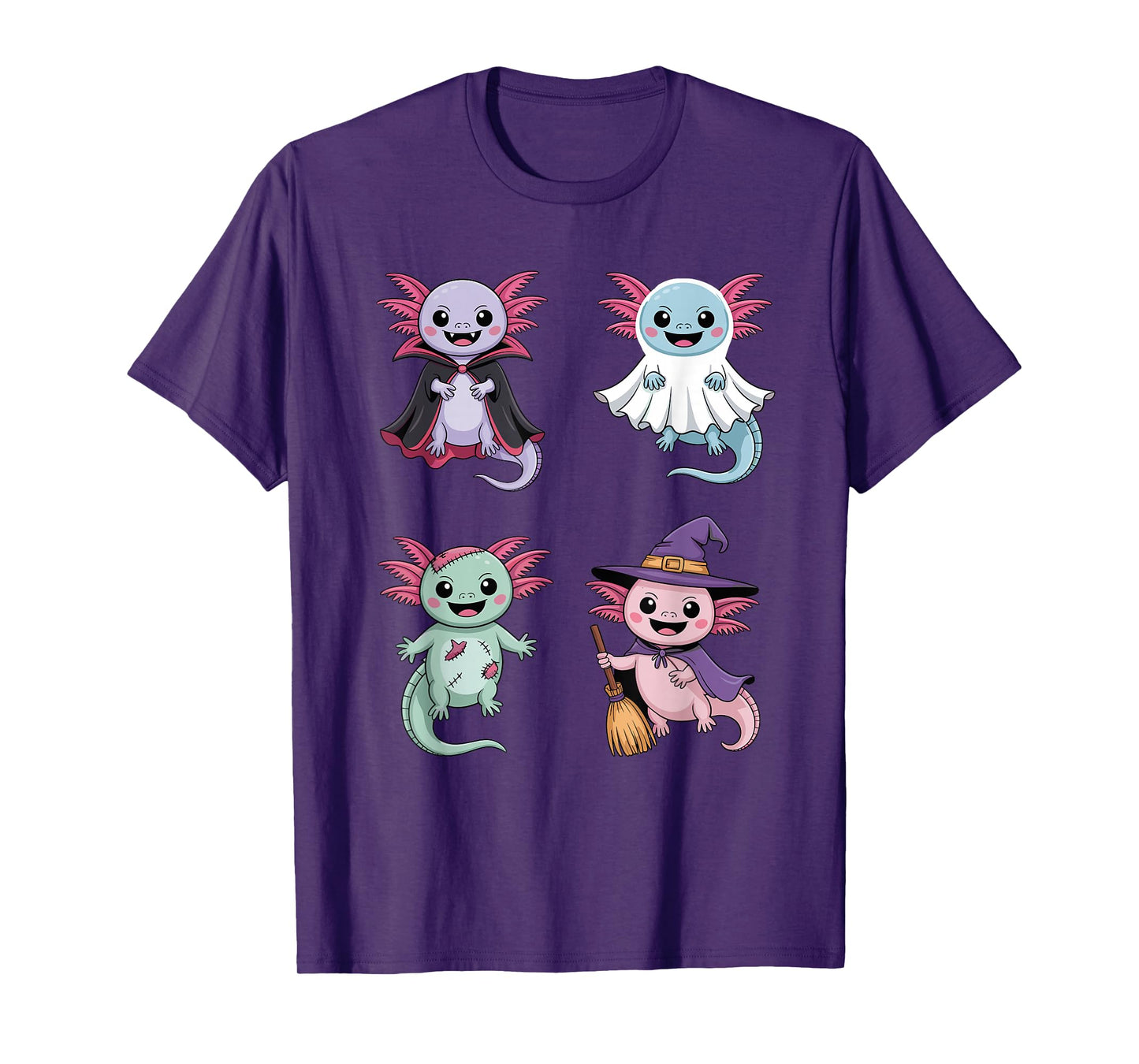 Axolotl Ghost Witch Zombie Halloween Costume Girls Boys T-Shirt