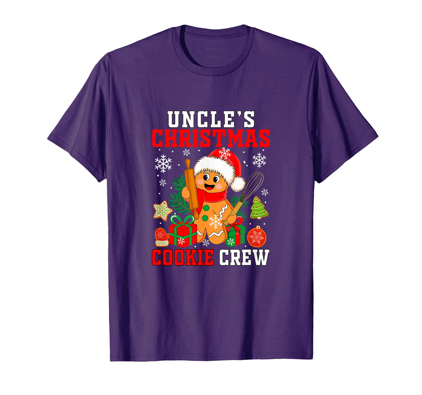 Uncle's Christmas Cookie Crew Santa Gingerbread Baker Family T-Shirt