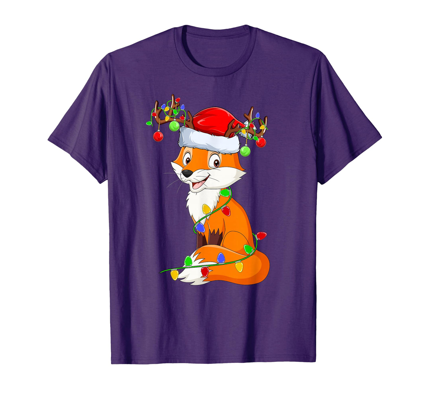 Fox Xmas Lights Holiday Santa Fox Christmas Pajamas T-Shirt