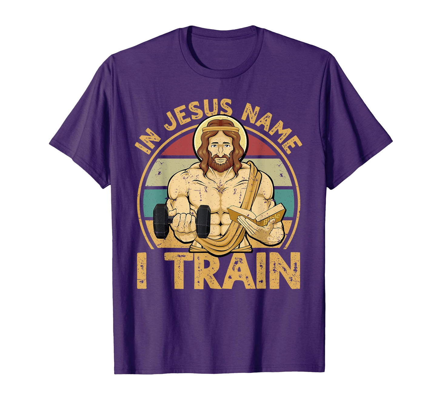 In Jesus Name I Train Christian Workout Jesus Gym T-Shirt