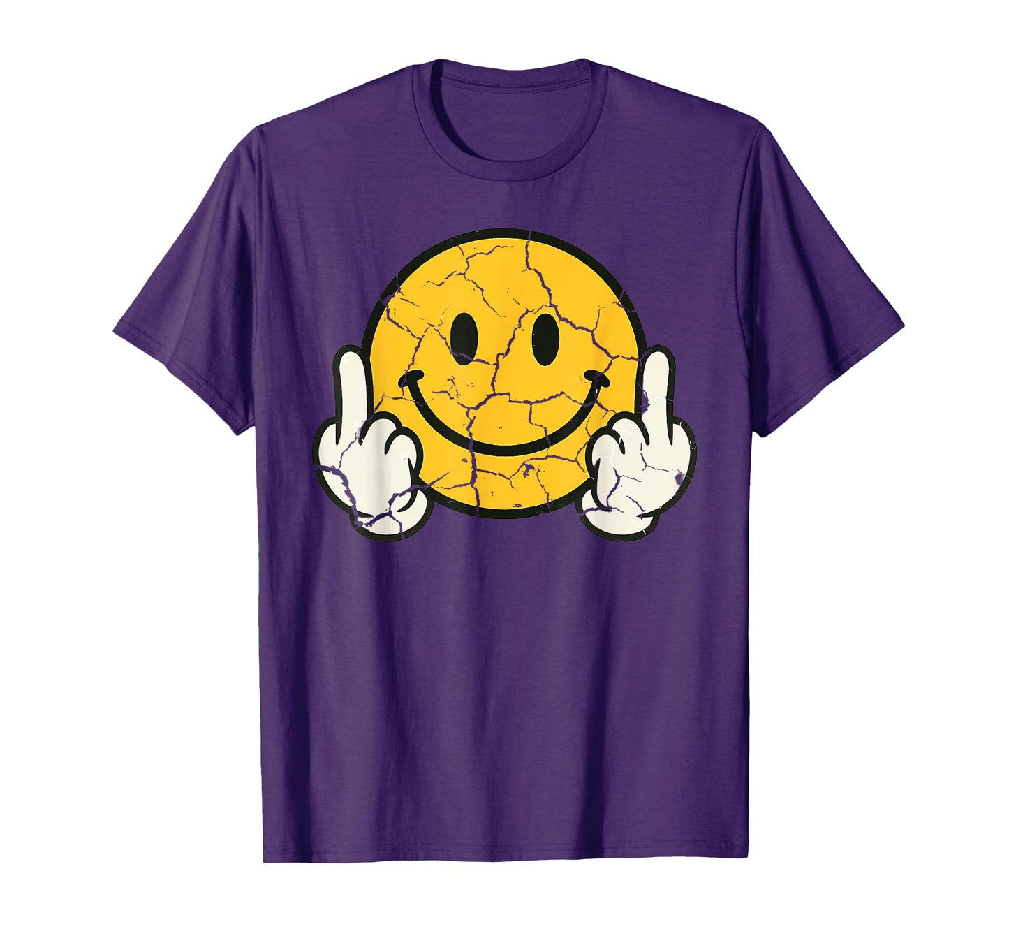 Retro Vintage Smile Face Funny Middle Finger Graphic T-Shirt T-Shirt